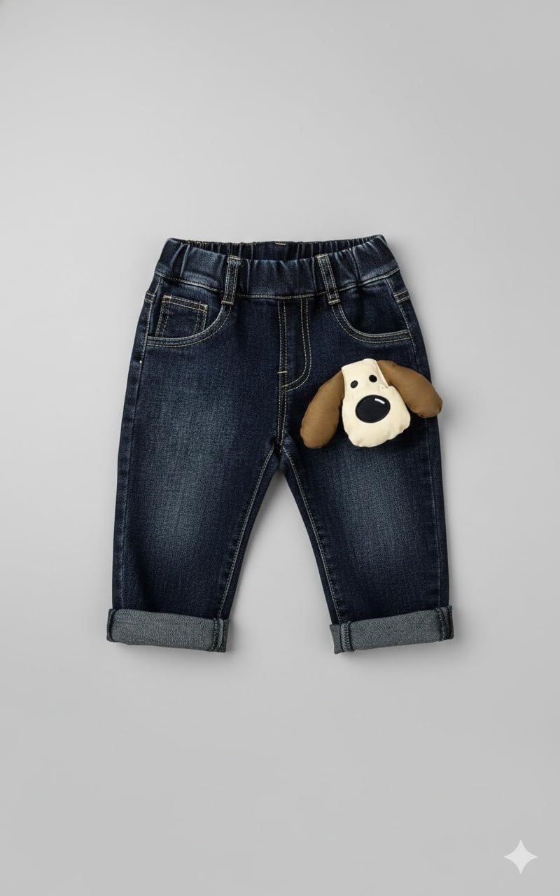 A.T.U.N. (ALL THINGS UBER NICE) Baby Boys Stylish Denim Jeans Pant with Cute Keychain Charm | Soft Stretchable Fabric with Elastic Waistband | Comfortable Trendy Full Length Jeans for Infants A.T.U.N. (ALL THINGS UBER NICE) Baby Boys Stylish Denim Jeans Pant with Cute Keychain Charm | Soft Stretchable Fabric with Elastic Waistband | Comfortable Trendy Full Length Jeans for Infants