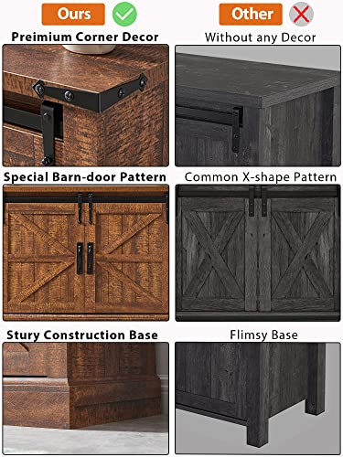 Okd Tv Stand For 65+ Inch Tv, Modern Farmhouse Entertainment Center With Sliding Barn Door, Wood Rustic Media Console Cabinet With Adjustable Shelf For Living Room, Reclaimed Barnwood Color #TOP3