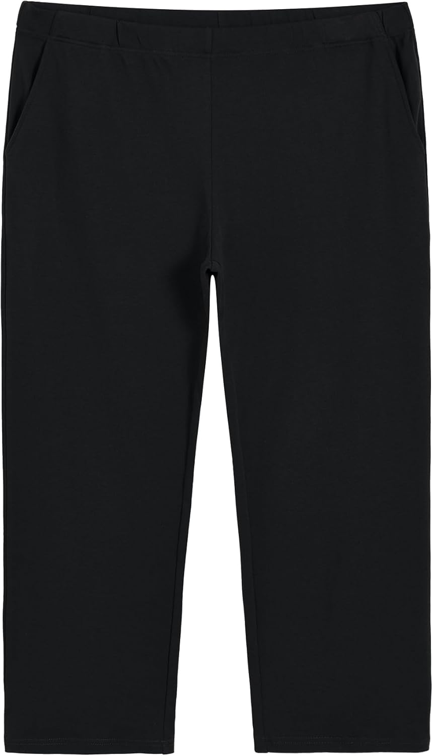 Weintee Women's Plus Size Pull On Cotton Knit Pants with Pockets