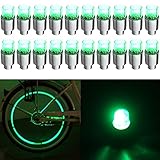 JHMUERN 20Pcs Car Tire Valve Light, LED Bike Wheel Lights, Tire Valve Caps Neon Light for Car Bike Motorcycle (Green)