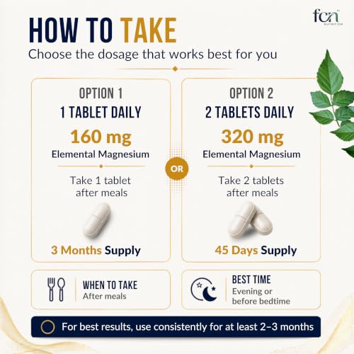 Image of FCN - Magnesium Glycinate Chelated 320mg Per Serving (160mg Per Tablet) with Patented KSM-66 Ashwagandha & Vitamin B6 for Women & Men | Sleep, Stress & Muscle Recovery Support | Vegan | 90 Tablets
