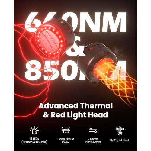 Image of BOB AND BRAD 2-in-1 Massage Gun with Heat & Red Light Soothing L7 Ultra Massage Gun with Extension Handle &Adjustable Angles, Deep Tissue for Back Lumbar Shoulder FSA-HSA Eligible Gift for Men Women