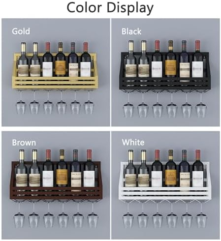 Wall-Mounted Wine Rack with Stemware Hanger - Floating Black Wine Shelf & Glass Holder for Home Bar, Kitchen, or Dining Room - Stylish Multipurpose Wine Storage Solution