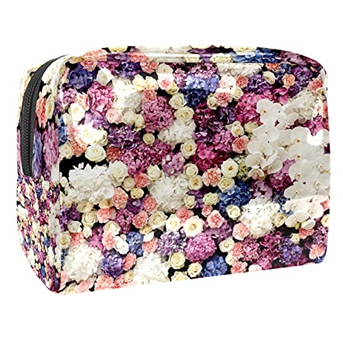 Trousse à maquillage imperméable contre les fuites, grand vanity de toilette motif ancre fleurs