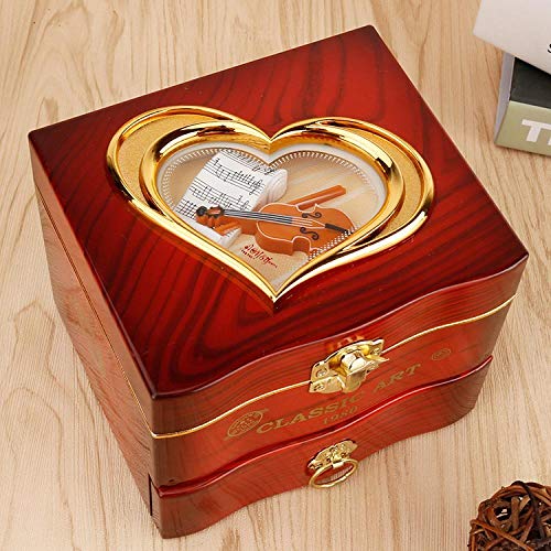 Vintage Telefon Retro Herzförmiges Telefon Modell Spieluhr Geburtstagsgeschenk Home Ornament Dekoration Antike Geschnitzte Holzhand H.