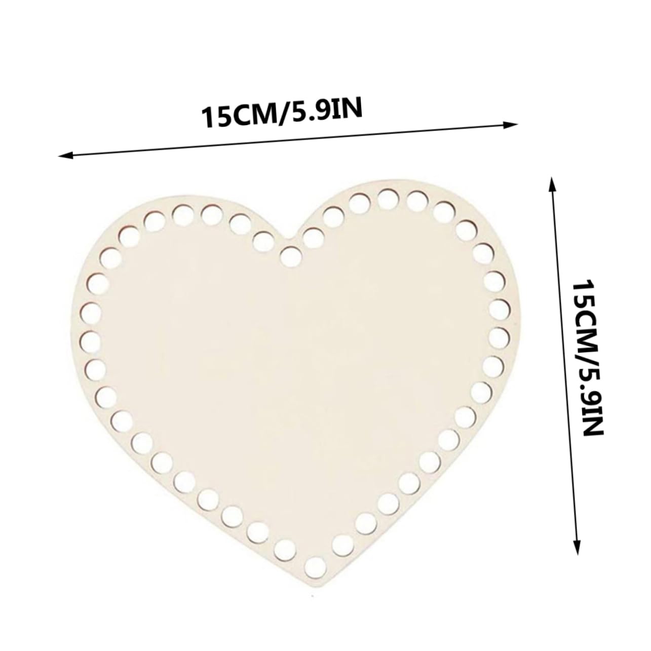 HAPINARY 2pcs Heart Shape Wooden Basket Bottoms for Crochet Bag Making Natural Wood Base with Pre Drilled for Beginners and Sewing Enthusiasts