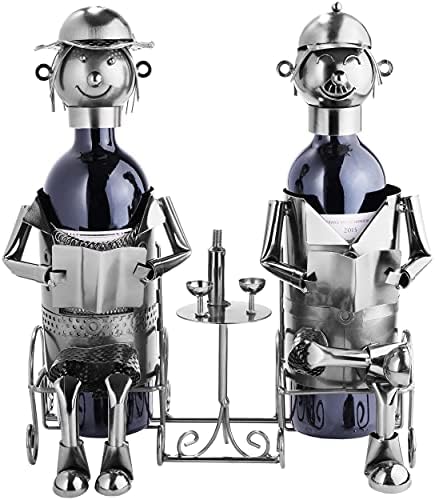 Brubaker Bottle Holder Married Couple Metal Sculpture Gift with Gift Card