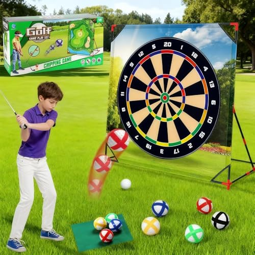 Gresonic Golf Battle-Spielset für Innen & Außen für Kinder & Erwachsene mit Schwungmatte & Zielwand fördert aktives Spielen Koordination und Golf-Fähigkeiten