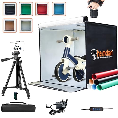 Photo Light Box Photography 60cm/24 x 24 with FREE TRIPOD. Bi-colour dimmable 288 LED Magnetic Panel, 5600K Lighting Booth, 6 Colour PVC Backdrops, foldable and portable photo box.