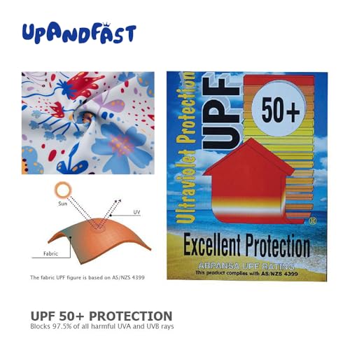 Image of upandfast Girls Rash Guard Set Long Sleeve Two Piece Swimsuit with UPF 50+ Sun Protection for Girls 3-8 Years
