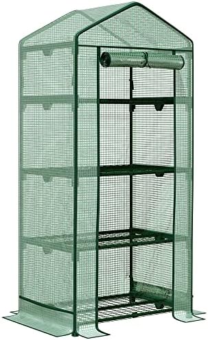 Relaxdays Gewächshaus auf Rollen 130 x 70 x 48 cm HxBxT, 3 Etagen