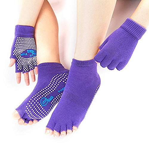 Yhao Professional Non Slip Yoga Women Pilates Socks and Gloves Set With Grip