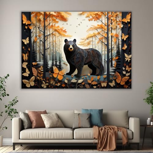 Póster de oso para baño que elimina las paredes aburridas con arte natural 3