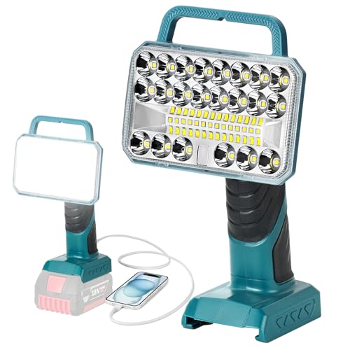 Image of Cordless LED Work Light for Bosch 18V Battery, 2000LM Portable Handheld Flashlights Tool with USB Port and 3 Brightness Modes for Camping, Fishing, Job Site, Indoor & Outdoor Use