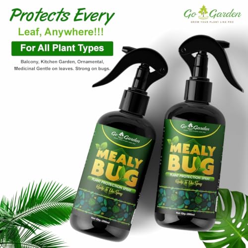 Image of Go Garden Mealy Bug Plant Protection Spray | 100% Natural Neem & Essential Oil Formula | Kills Mealy Bugs Fast | Ready to Use | Safe for All Plants - Indoor & Outdoor Pest Control 200 ML