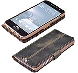 HTC One A9 | Suncase Book-Style (Slim-Fit) Ledertasche Leder Tasche Handytasche Schutzhülle Case Hülle (mit Standfunktion und Kartenfach) antik braun - 4