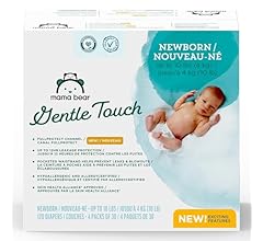 鶹 Brand - Mama Bear Gentle Touch Diapers, Size Newborn, 120 Count (4 packs of 30)