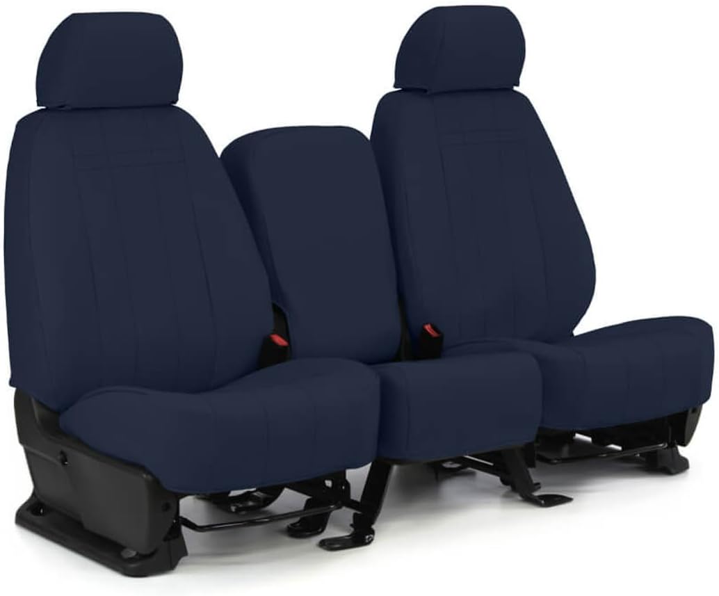 ShearComfort Front Seats Custom Imitation Leather Seat Covers Compatible with Chevy Silverado (2015-2018) in Black for Buckets w/Adjustable Headrests