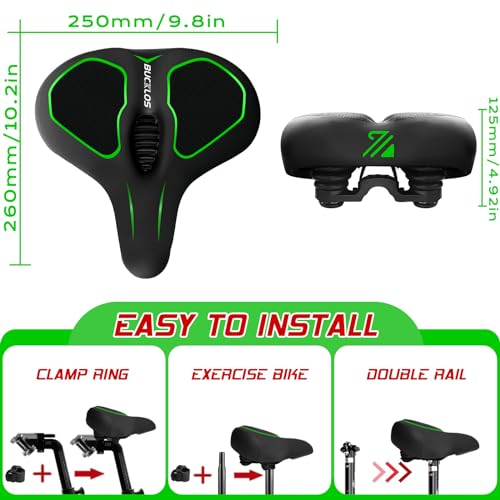 Image of BUCKLOS Wide Bike Seat for Men Women Ebike Seats Comfort Extra Large Comfortable Bicycle Seats Saddle for Ebike /Crusier /Exercise /Peloton Bike