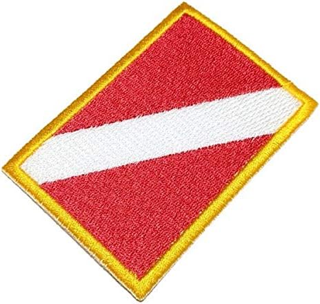 BBR175T Diver Down Flag Scuba Diving Emblem Tag 100% Embroidered Patch Iron or Sew