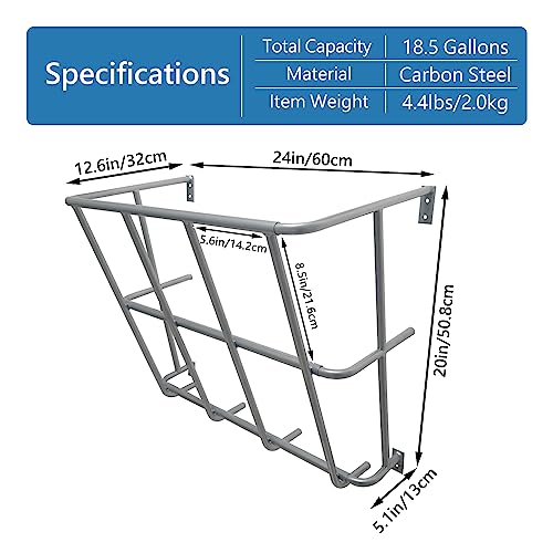 BUYYAH Feeder de feno de cabra, rack de feno de cabra de 20 galões, suporte de feno de parede de fer