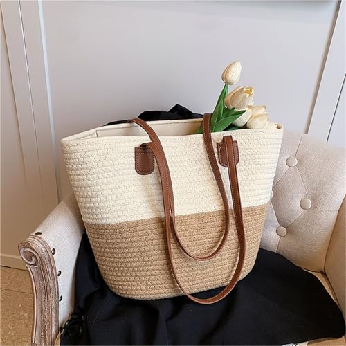 Summer Large Capacity Straw Bag For Women Knitted Straw Top Handle Outdoor Travel Totes Bags Armpit3