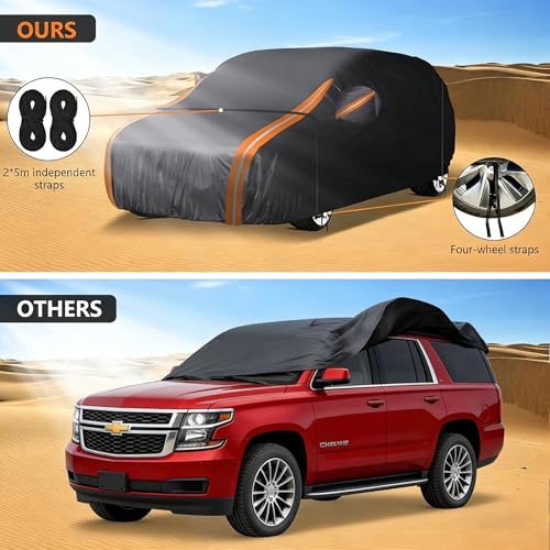 Image of 8 Layer Waterproof Car Cover for 2007-2025 Chevy Suburban /Cadillac Escalade ESV /GMC Yukon XL, Custom-Fit All Weather Outdoor Full SUV Cover with Zipper Door & Storage Bag