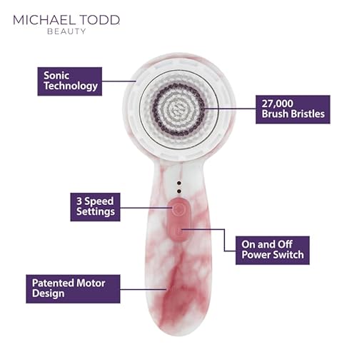 MICHAEL TODD Beleza – Soniclear Petite – Sistema de Escova de Limpeza Facial – 3 Velocidades – Escov