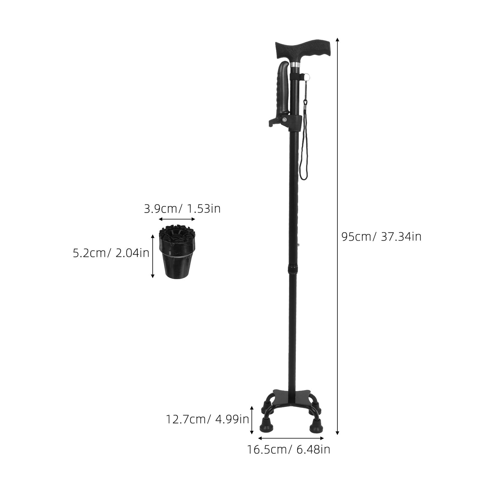 Bastón Plegable Ajustable para Ancianos con Doble Base Antideslizante, Mango ergonómico y Altura telescópica Ligera, Ideal para Apoyo Seguro en Interiores y Exteriores