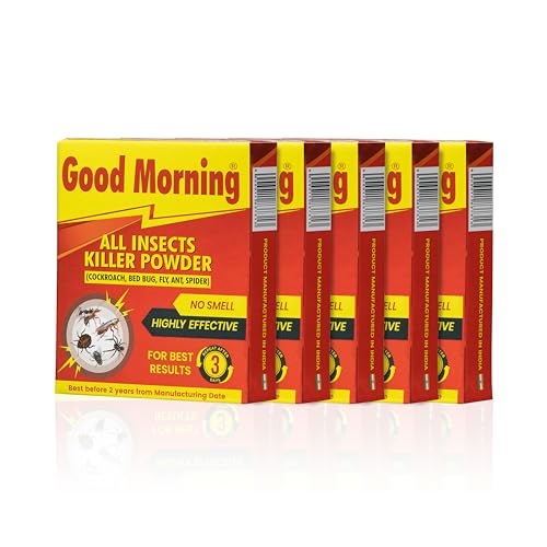 Image of Good Morning All Insect Killer Spray Powder | Fast-Action Formula for Home & Commercial Pest Control | Long-Lasting Protection from Crawling and Flying Insects | Easy-to-Use Sprayable Powder for Indoor & Outdoor Areas (Pack of 5)