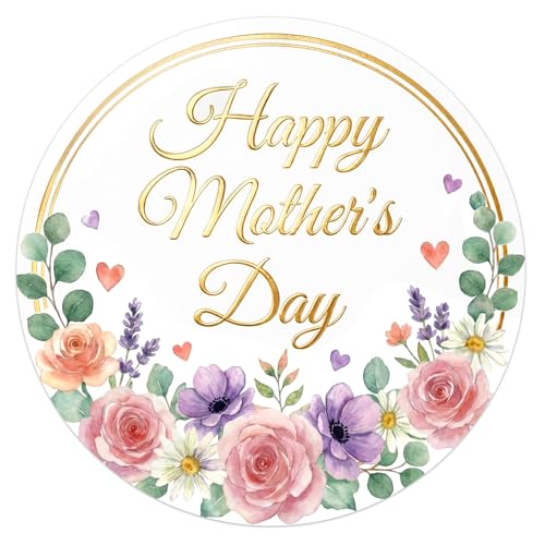 D4DREAM 72Pcs Mothers Day Stickers - 1.5 Waterproof Pink Floral Happy Mothers Day Labels Stickers Gift Tags for Envelope Seal Cards Boxes Presents Gift Wrap Party Favors Decorations