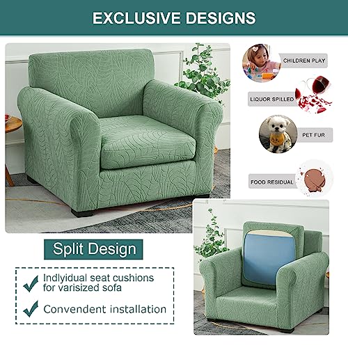 NILUOH-2-Piece-Chair-Covers-Stretch-Chair-Slipcovers-with-Arms-Jacquard-Armchair-Covers-Sofa-Couch-Cover-Thick-Anti-Slip-Furniture-Protector-for-Living-Room-Pet-Dog-Machine-Washable-Small-Green NILUOH 2 Piece Chair Covers Stretch Chair Slipcovers with Arms Jacquard Armchair Covers Sofa Couch Cover Thick Anti Slip Furniture Protector for Living Room Pet Dog Machine Washable Small Green