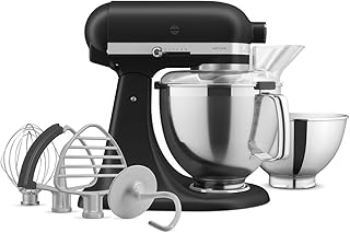 KitchenAid Artisan Series Tilt-Head Stand Mixer With Premium Accessory Pack, Black Matte, KSM195PSBM