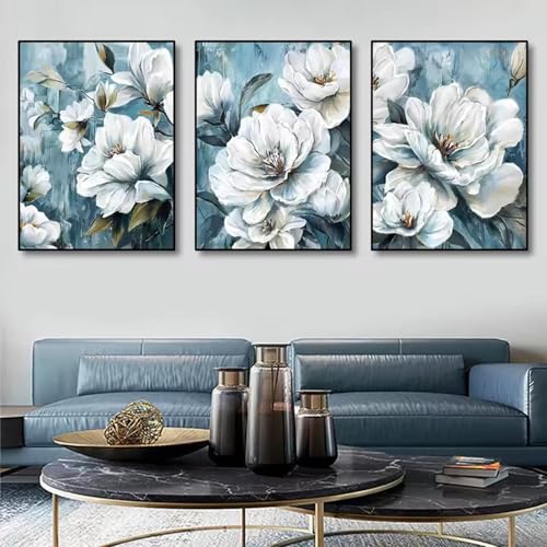 Images pour décoration de salon de fleurs abstraites, cadre XINBAO 3 toiles 60x110
