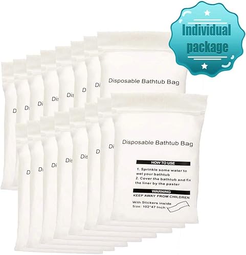 Miniatura 8 de 12 fundas para bañera, paquete individual grande (102 x 47 pies), fundas desechables para bañera para viajes y hogar, bolsa de plástico portátil