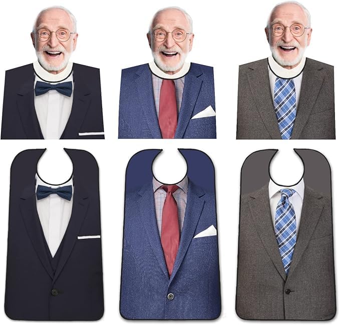 Baberos para adultos con recogedor de migas, baberos lavables y ajustables para adultos, para mujeres, hombres, ancianos y personas mayores