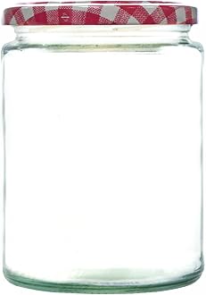 500ml Glass Food Jar with airtight Lid - A Deluxe Jam Jar for Marmalade, Honey and Home Preserves (Red Gingham Lid, Pack of 50)