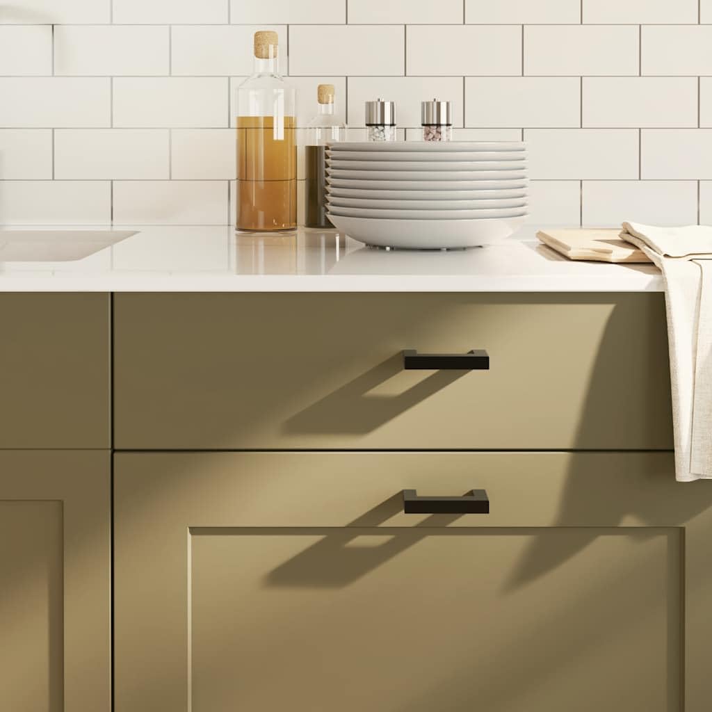Schwarze Möbelgriffe 10 Stk. Edelstahl, 64 mm Lochabstand, pulverbeschichtet, für Schrank Schublade Küche Bad Wohnzimmer Flur Garderobe Kommode Sideboard Nachttisch, mit Schrauben