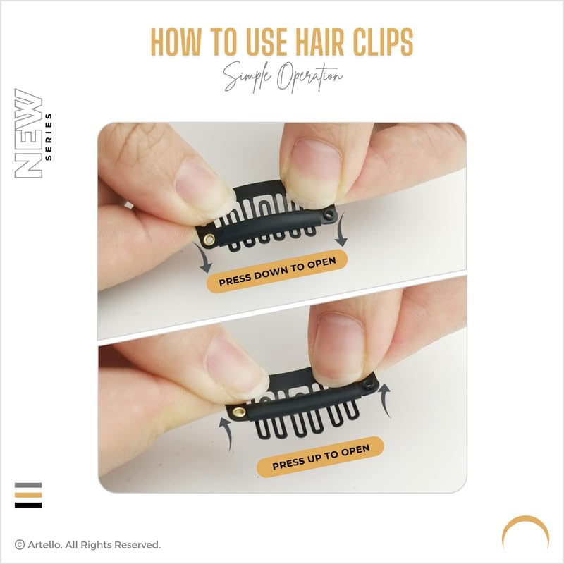 Image of Artello SNAPSTERS for Monofilament Hair Patches, Wigs, Extensions, Wefts for Men and Women, Metal Finish for Easy Sewing and Clipping (Colour: Dark-Black) (1g)