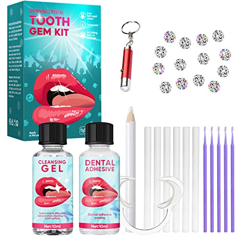 Tooth Gem Kit, DIY Fashionable Tooth Ornaments with Curing Light and Glue, Great Tooth Jewelry Gems Kit for DIY Use