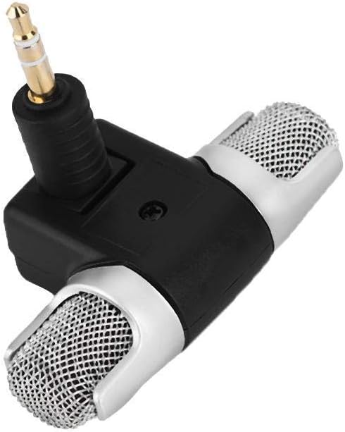 Ciglow Mini Stereo Microphone for Smartphone, 3.5mm Mini Jack Gold Plated Mini Condenser Directional Microphone for Laptop PC MD Camera