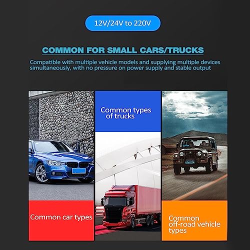 Inversor de energia para carro - DC para AC USB 12V 24V a 220V Adaptador de Carregador - Inversor de