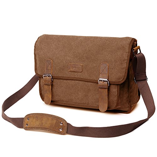 Men Women Vintage Canvas Leather Crossbody Bags Stylish Messenger Field Bag