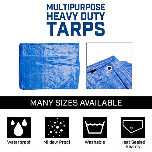 Grizzly Tarps 14 x 20 Feet Blue Multi Purpose Waterproof Poly Tarp Cover 5 Mil Thick 8 x 8 Weave by B-Air - Image 6