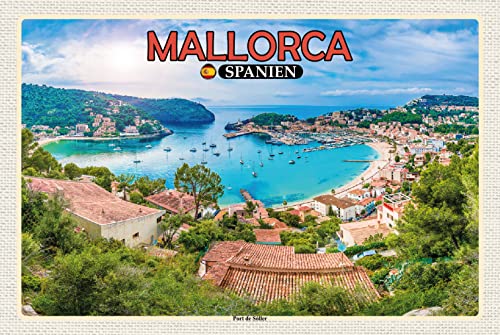 Ontrada Cartel de chapa de 20 x 30 cm, curvado Mallorca España, Port de Sóller