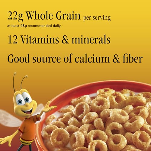 Image of Honey Nut Cheerios, Heart Healthy Gluten Free Breakfast Cereal with Whole Grain Oats, Large Size, 15.4 oz (Pack of 10)