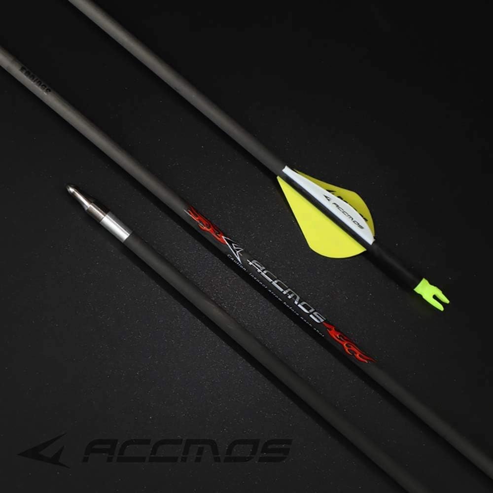 31 Inch Arrow 600 Spine Arrow Target Practice Arrow Hunting Arrow Carbon Arrows Compound Bow Recurve Bow Adult Youth Archery Indoor Outdoor Shooting Field Tip