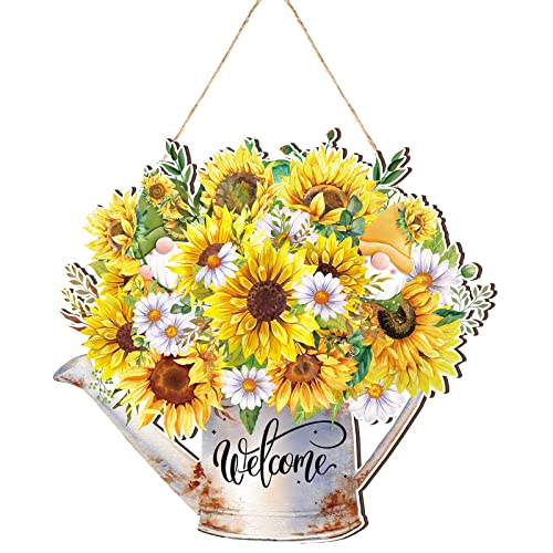 Sunflower Wreaths for Front Door Sunflower Summer Door Sign Summer Spring Wooden Sign Sunflower Welcome Decorations 118 x 118 Inch Sunflower Wall Art Decor for Indoor Outdoor Home