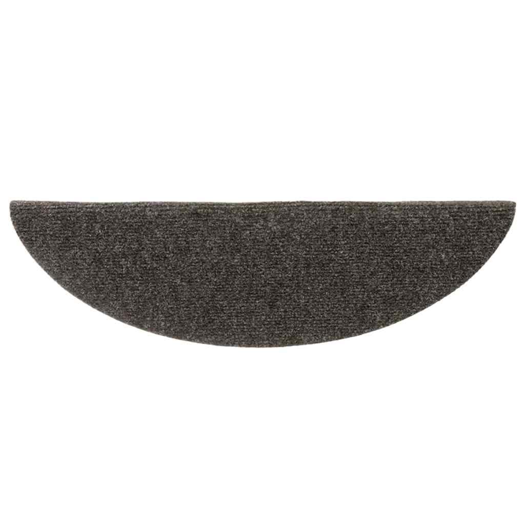 Alfombrillas autoadhesivas para escalones, color antracita, semicirculares, 30 unidades, cada una de 56 x 17 x 3 cm, de polipropileno para subir escaleras antideslizantes y fáciles de limpiar