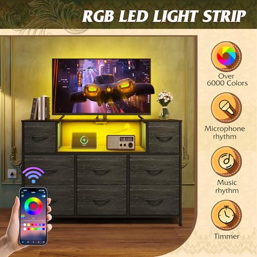 image for WLIVE Black Dresser for Bedroom, TV Stand for Bedroom for 55 inch TV w